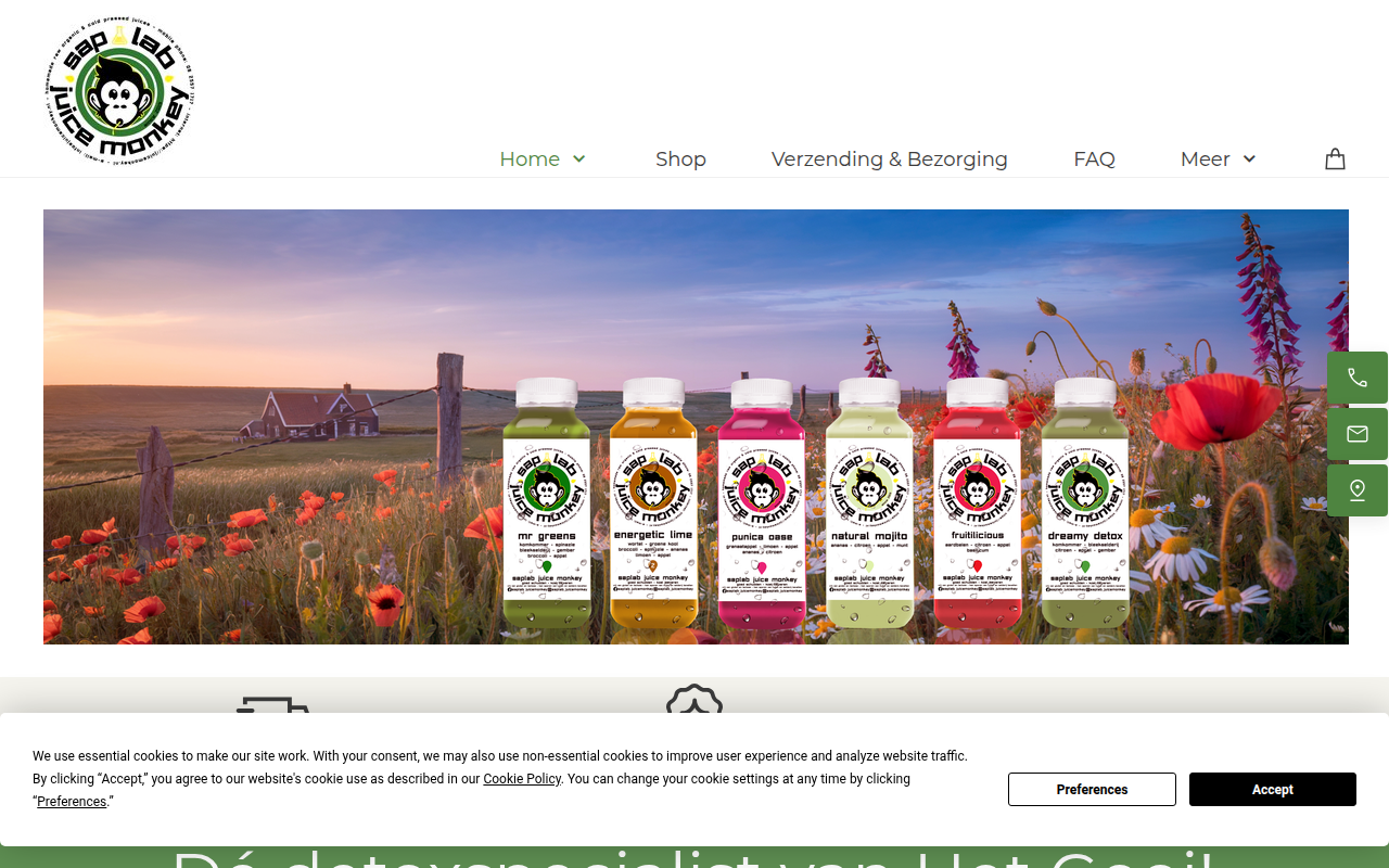 Screenshot van juicemonkey.nl
