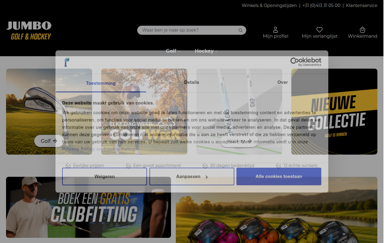 Screenshot van jumbosports.com