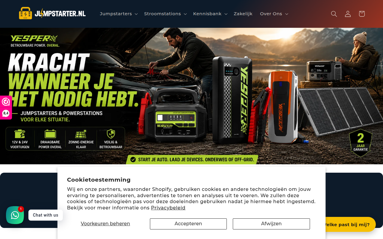 Screenshot van jumpstarter.nl