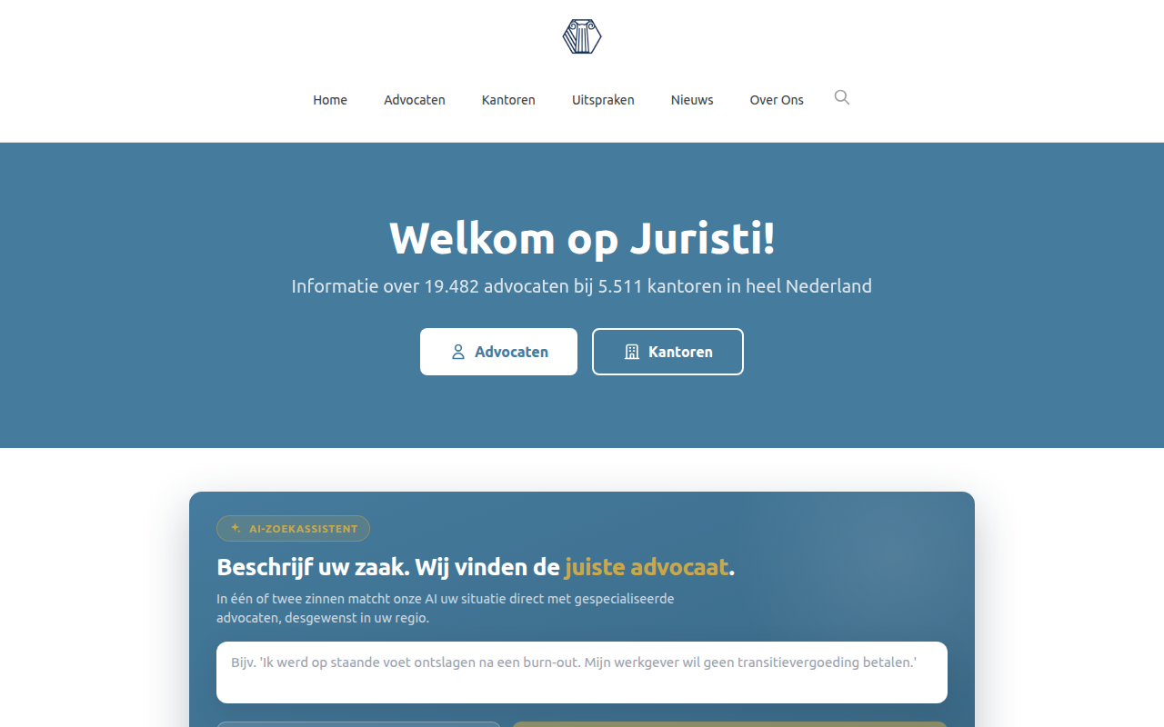 Screenshot van juristi.nl
