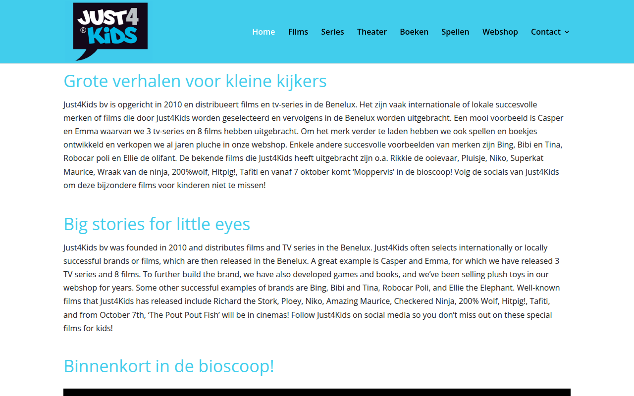Screenshot van just4kids.nl