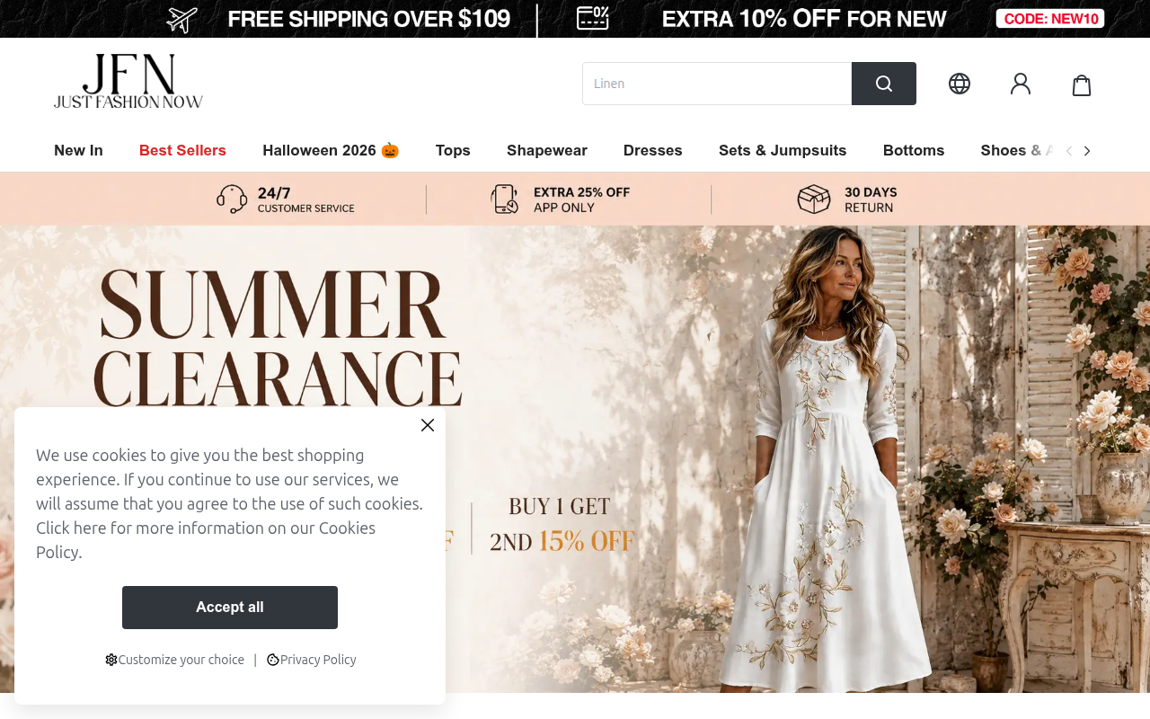 Screenshot van JustFashionNow