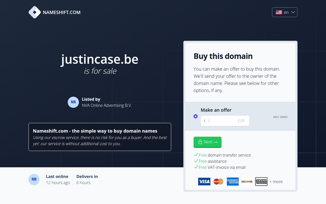 Screenshot van justincase.be
