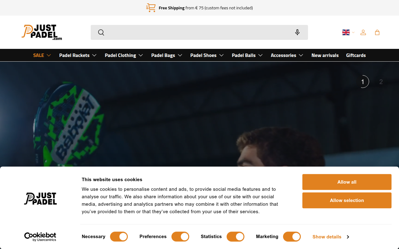 Screenshot van justpadel.com
