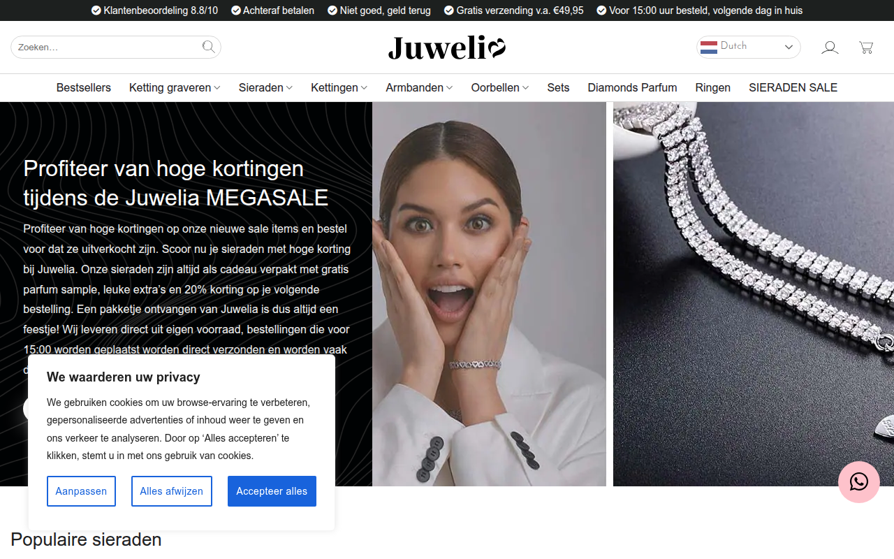 Screenshot van juwelia.nl