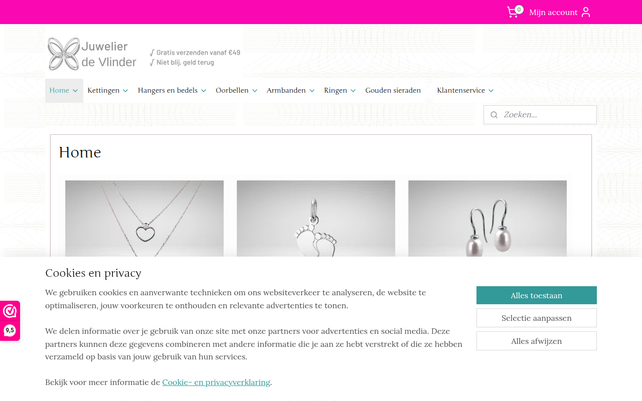 Screenshot van juwelierdevlinder.nl