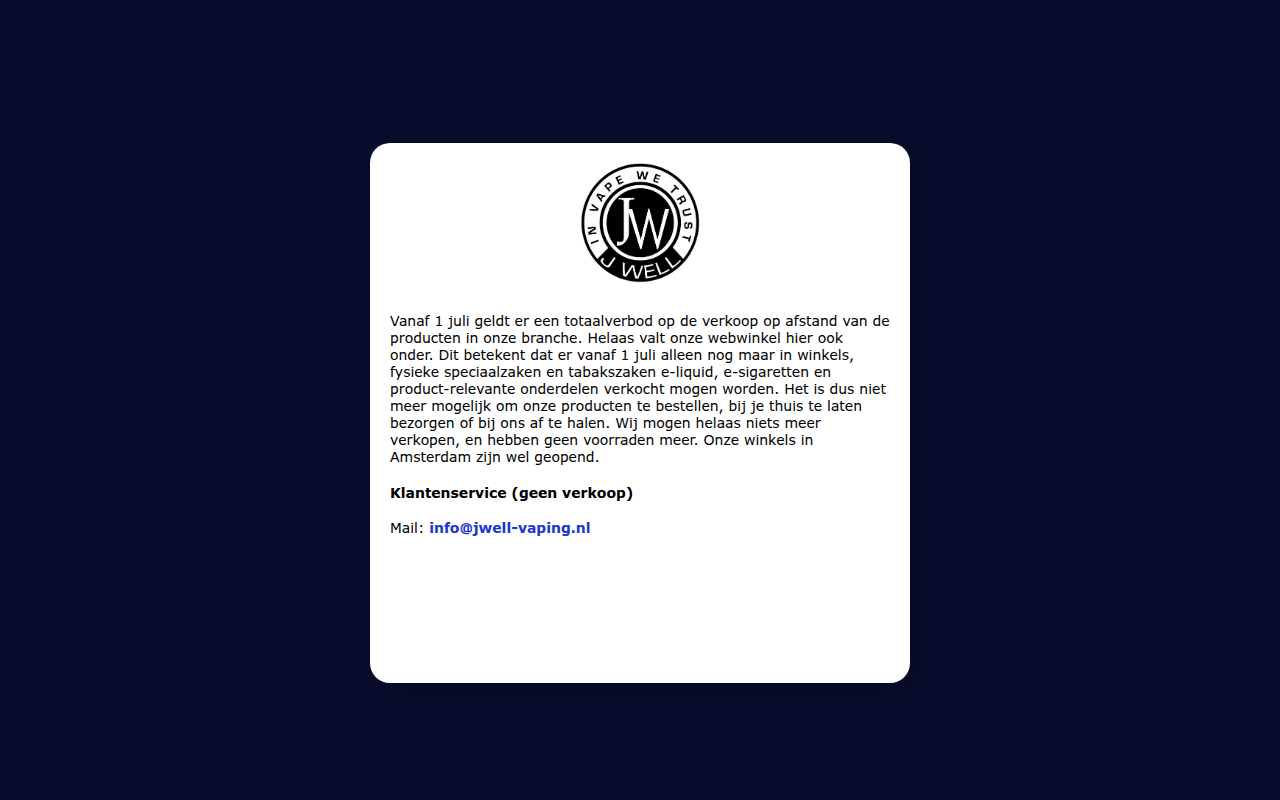 Screenshot van jwell-vaping.com