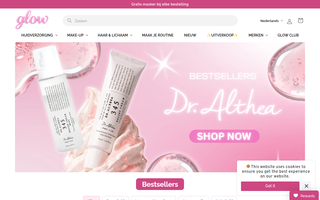 Screenshot van k-beauty-glow.nl