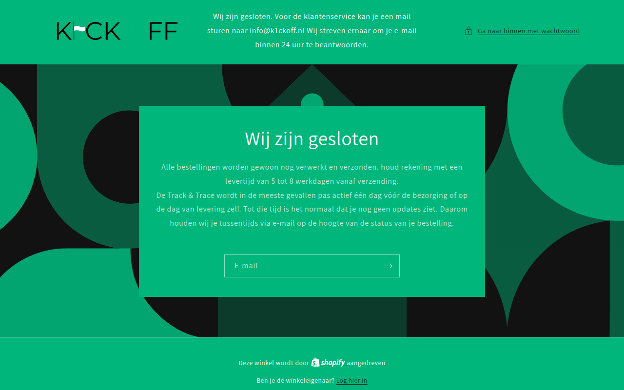 Screenshot van k1ckoff.nl