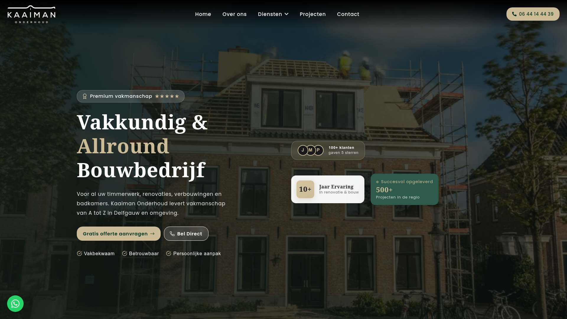 Screenshot van kaaimanonderhoud.nl