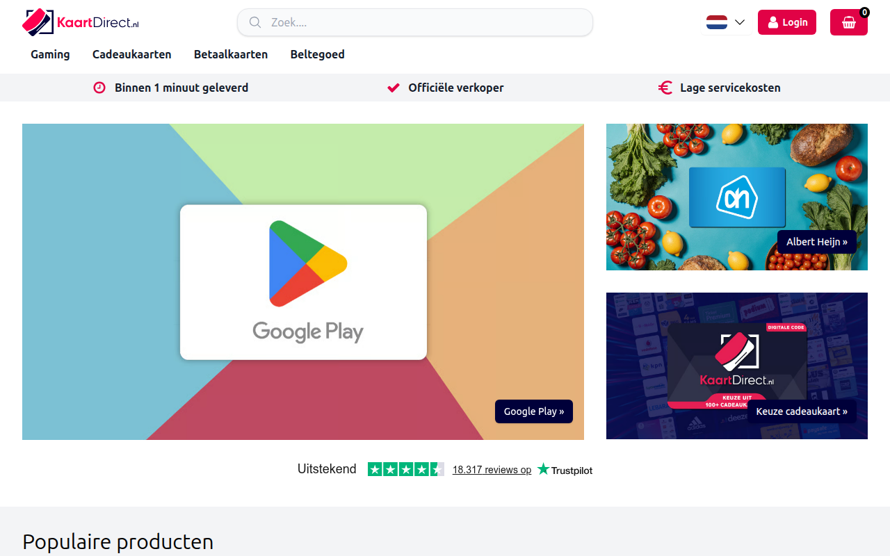 Screenshot van kaartdirect.nl