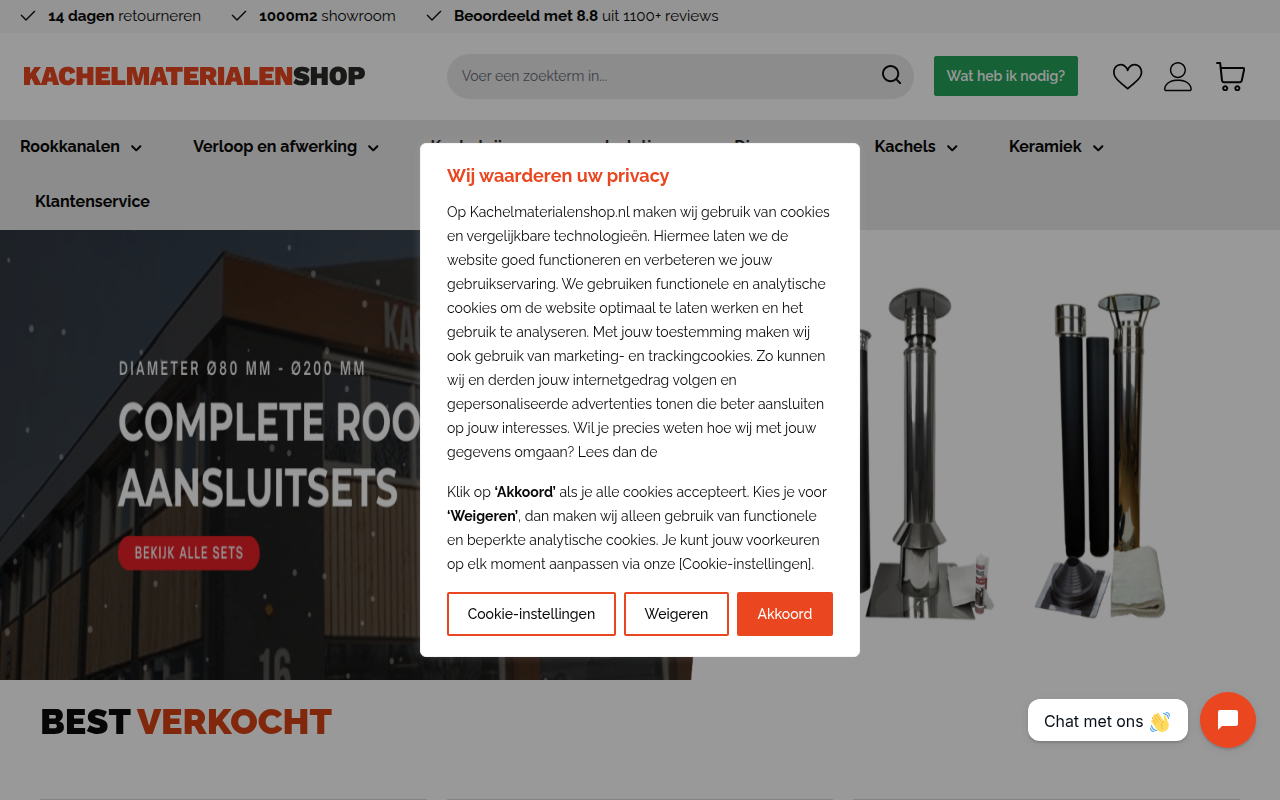Screenshot van kachelmaterialenshop.nl