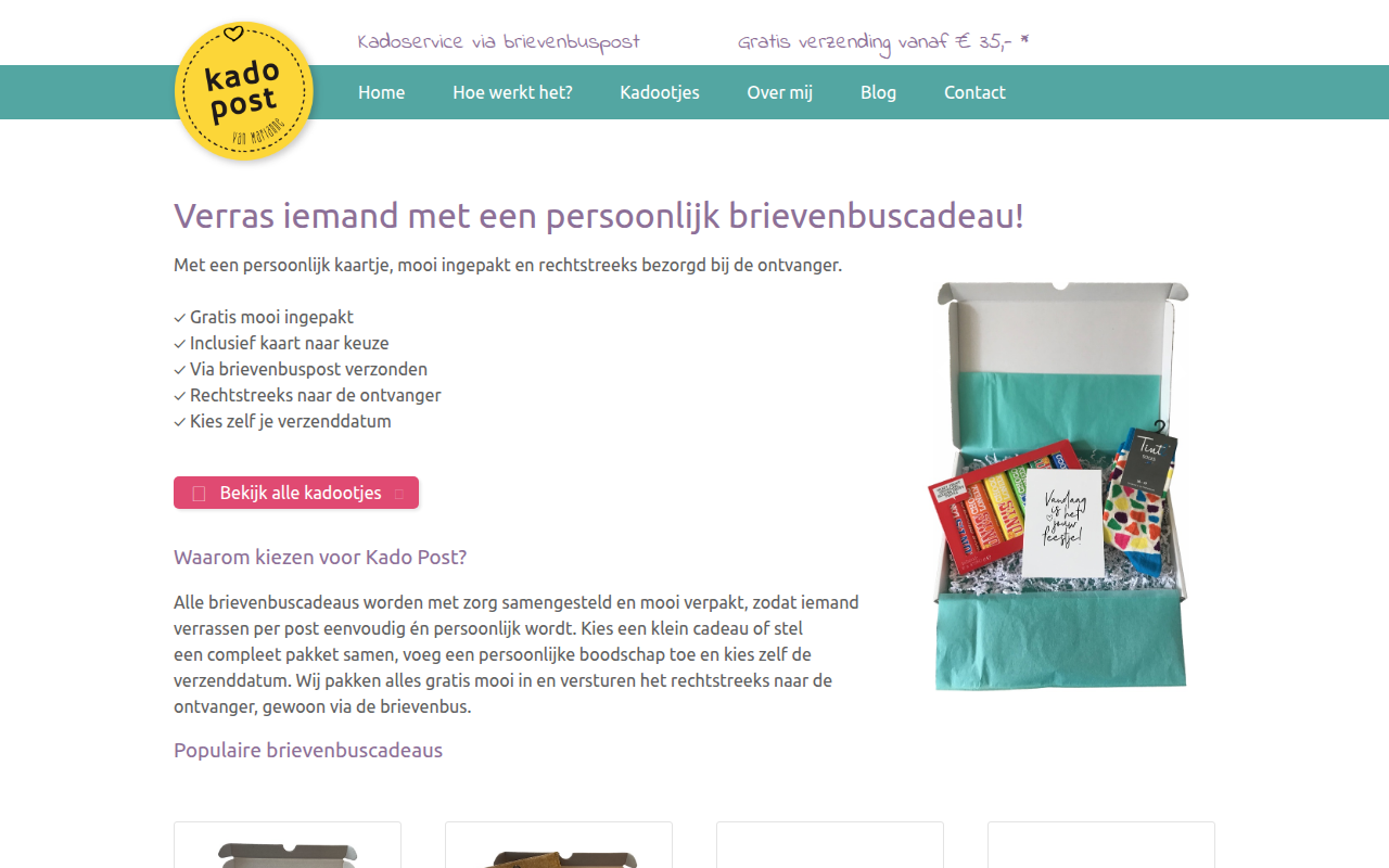 Screenshot van kado-post.nl