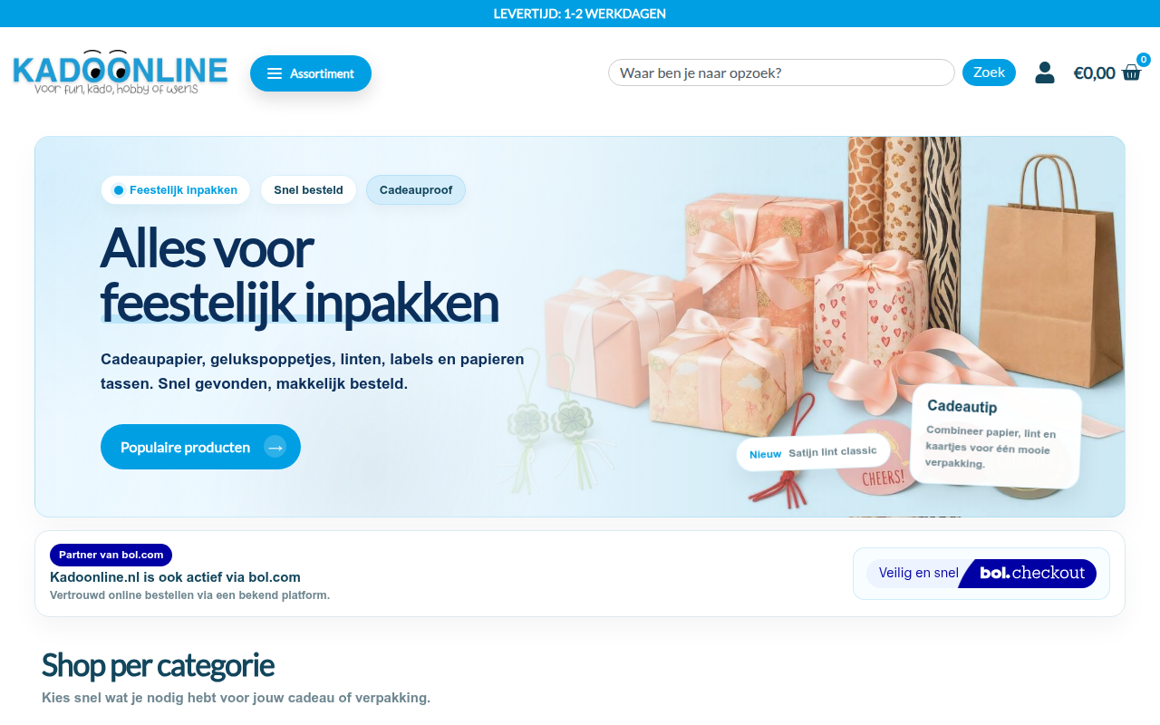 Screenshot van kadoonline.nl