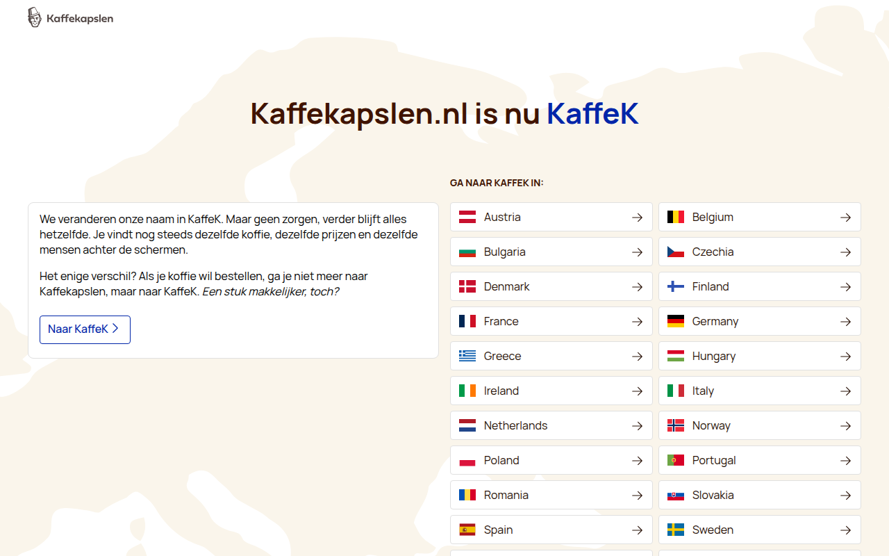 Screenshot van kaffekapslen.com