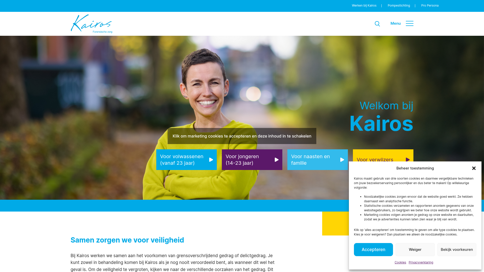 Screenshot van kairos.nl