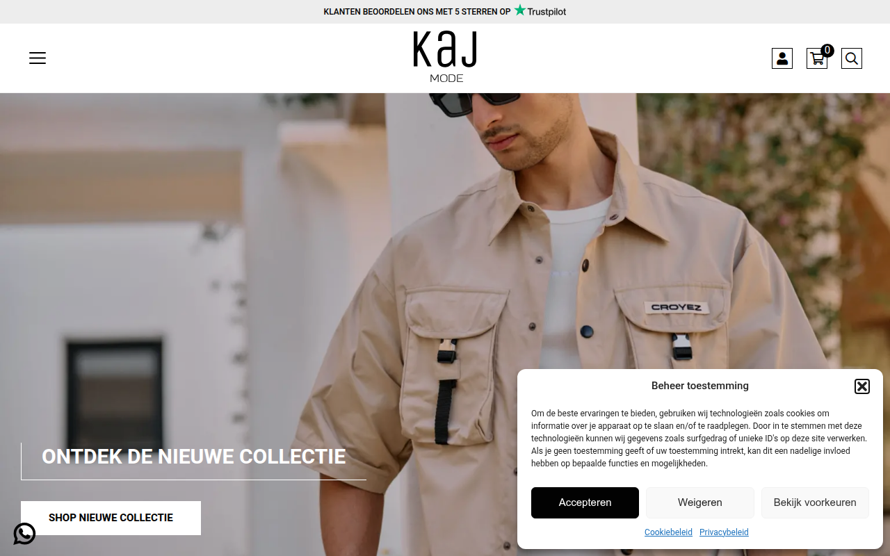 Screenshot van kajmode.nl