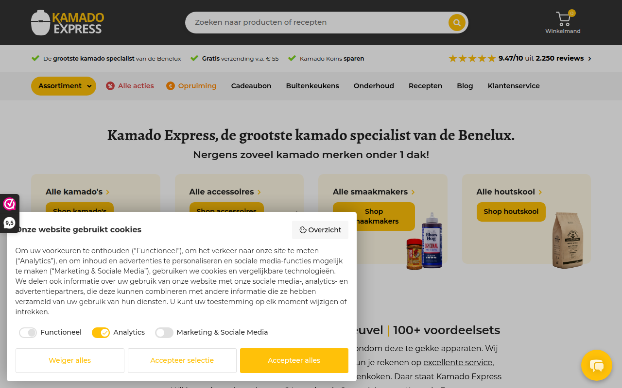 Screenshot van kamadoexpress.nl
