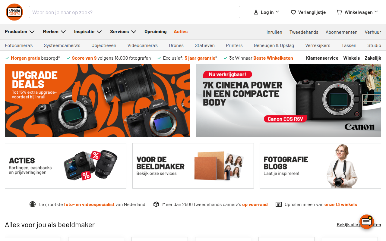 Screenshot van kamera-express.nl