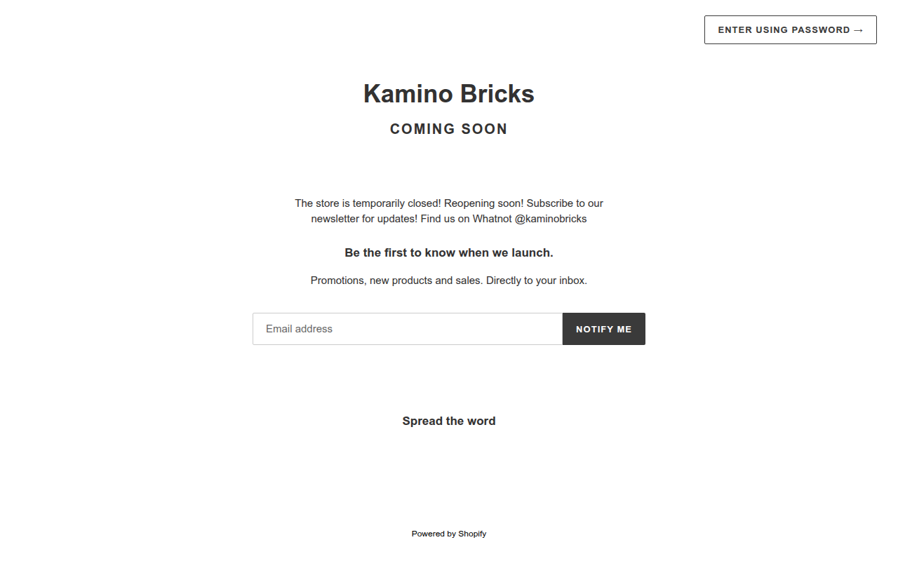 Screenshot van kaminobricks.com