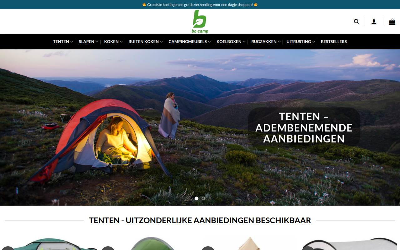 Screenshot van kampeerapparatuur.com