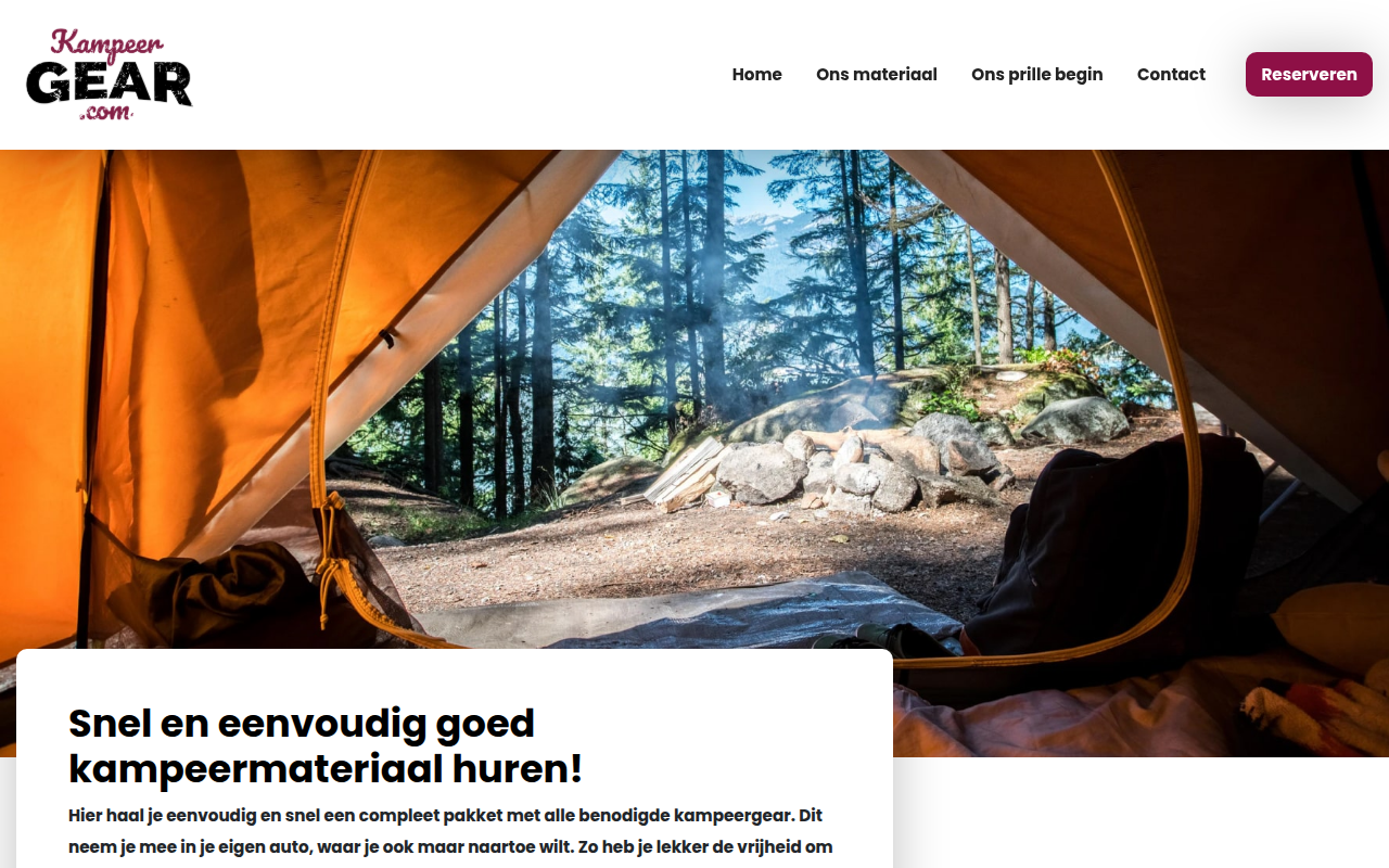 Screenshot van kampeergear.com