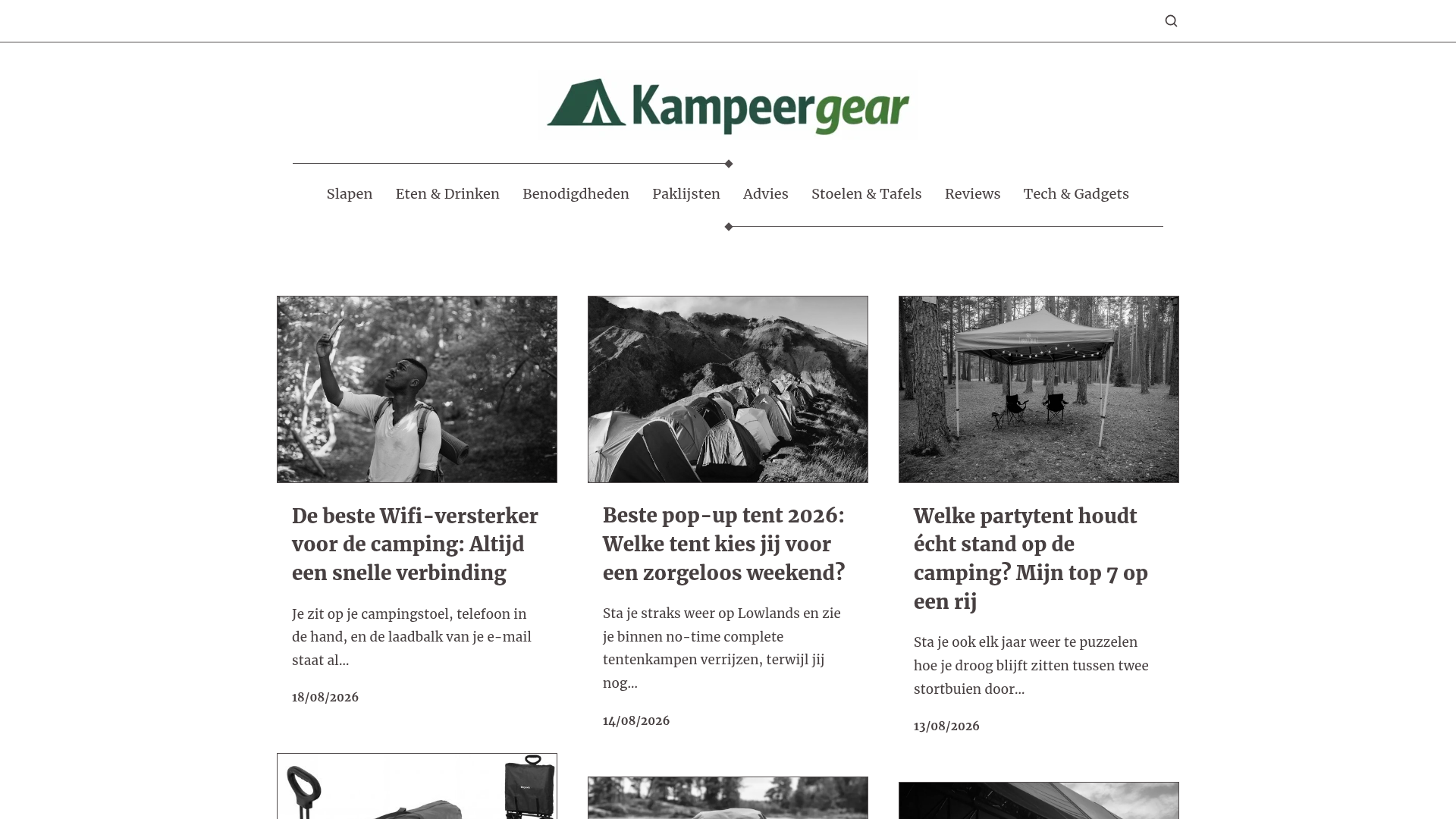 Screenshot van kampeergear.nl