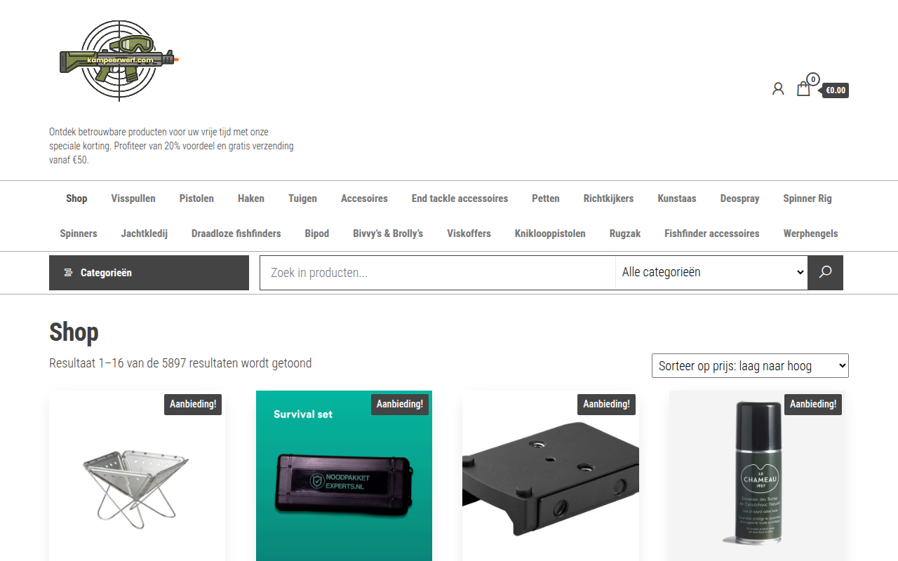 Screenshot van kampeerwerf.com