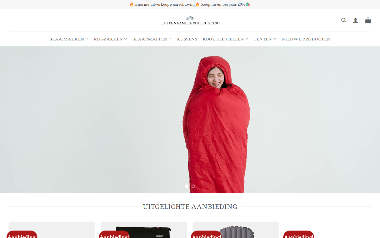 Screenshot van kamperenwinkel.com