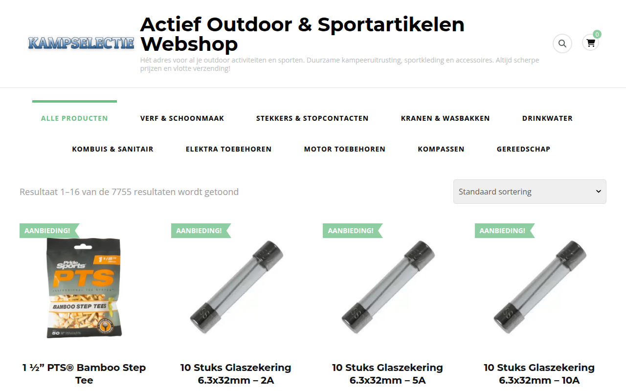 Screenshot van kampselectie.com