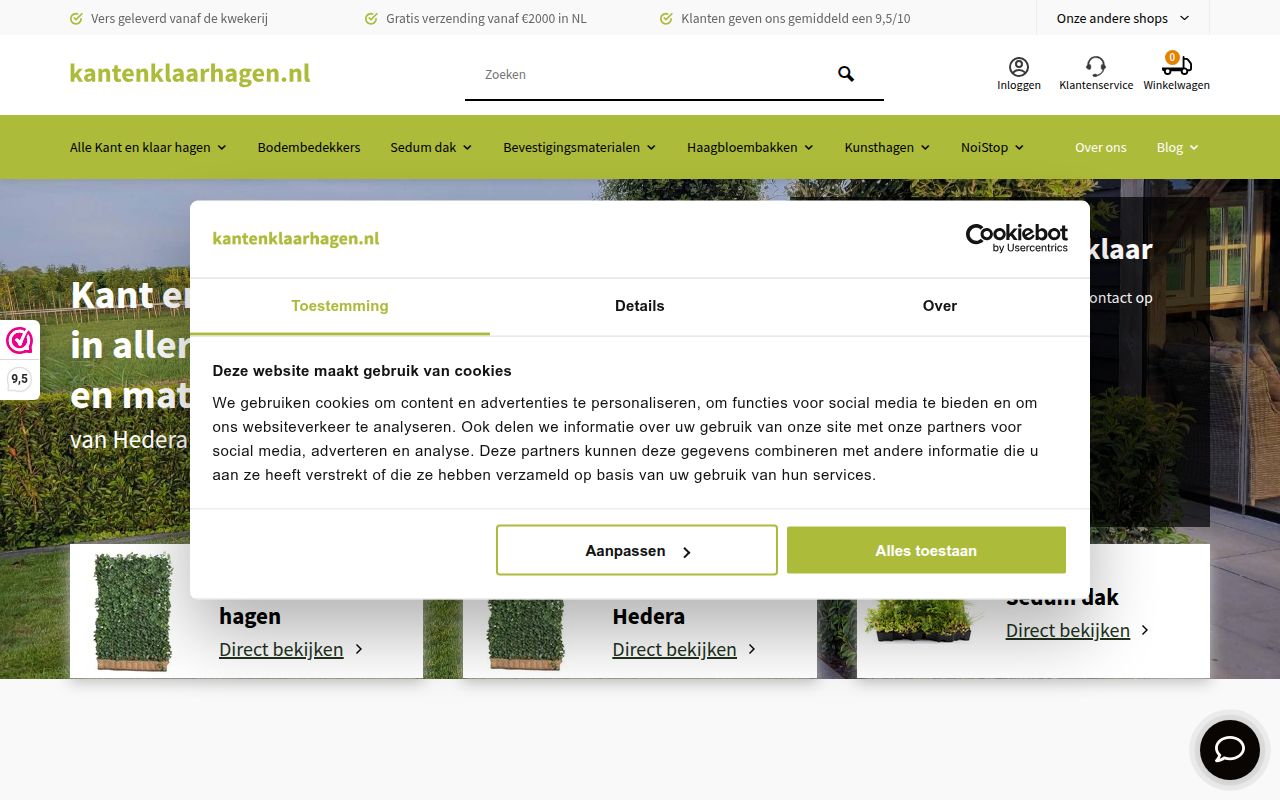 Screenshot van kantenklaarhagen.nl