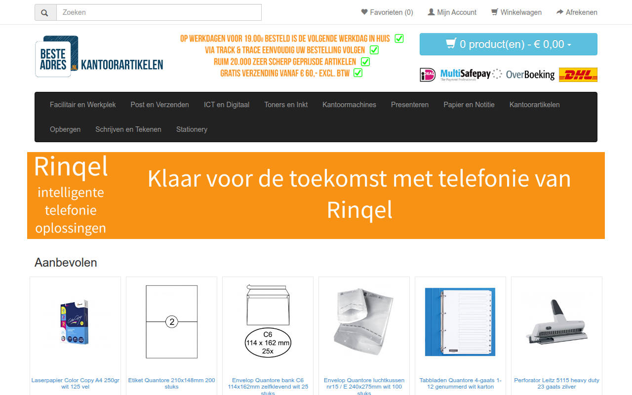 Screenshot van kantoorartikelen.besteadres.nl