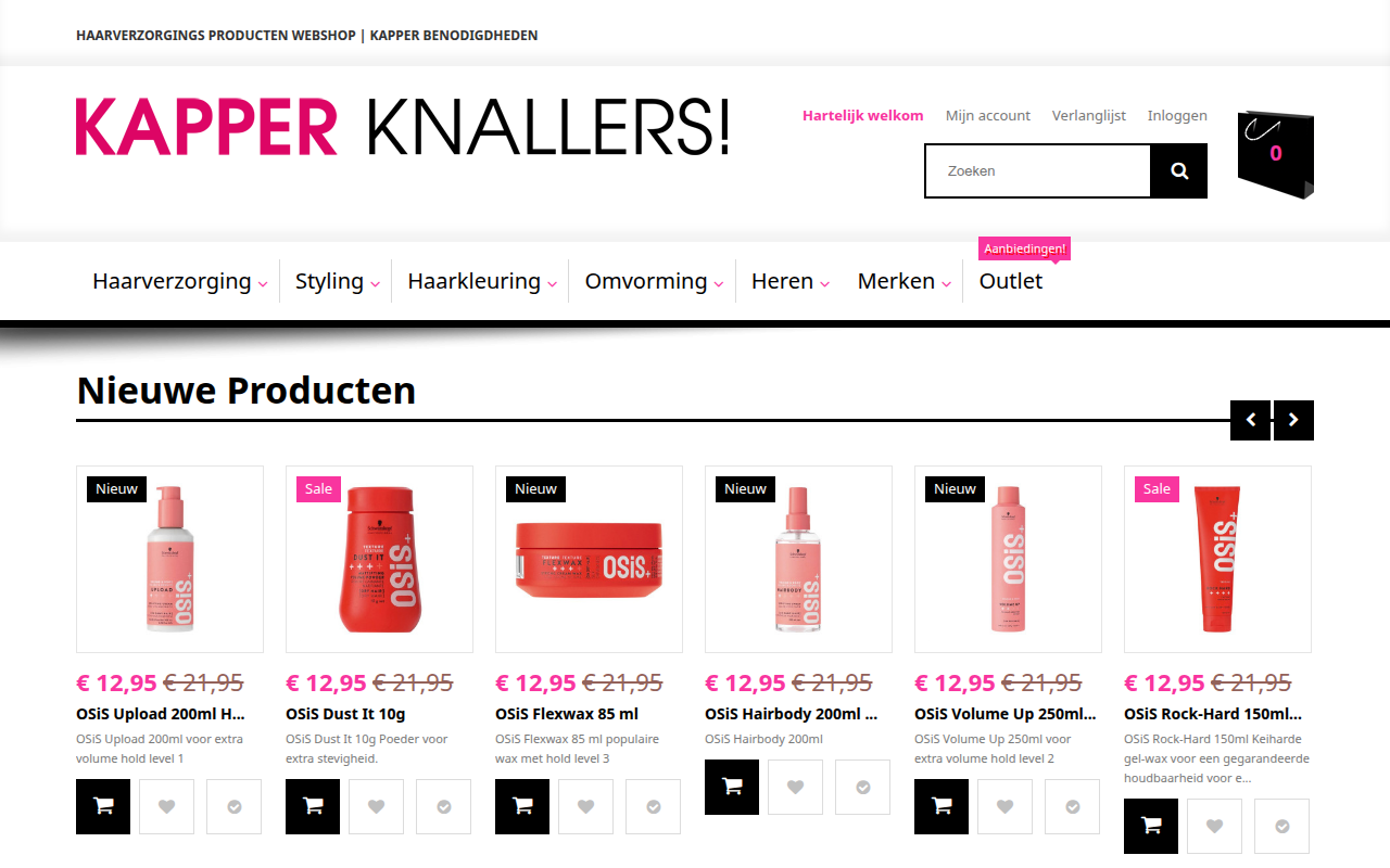 Screenshot van kapperknallers.nl