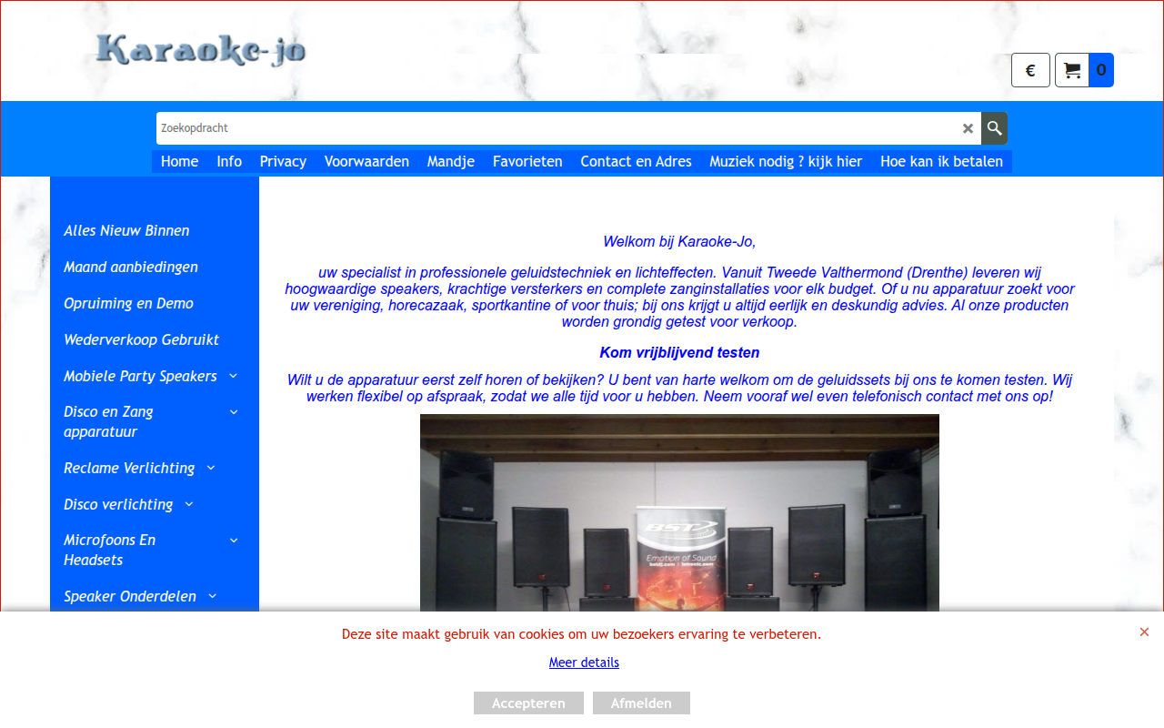 Screenshot van www.karaoke-jo.nl