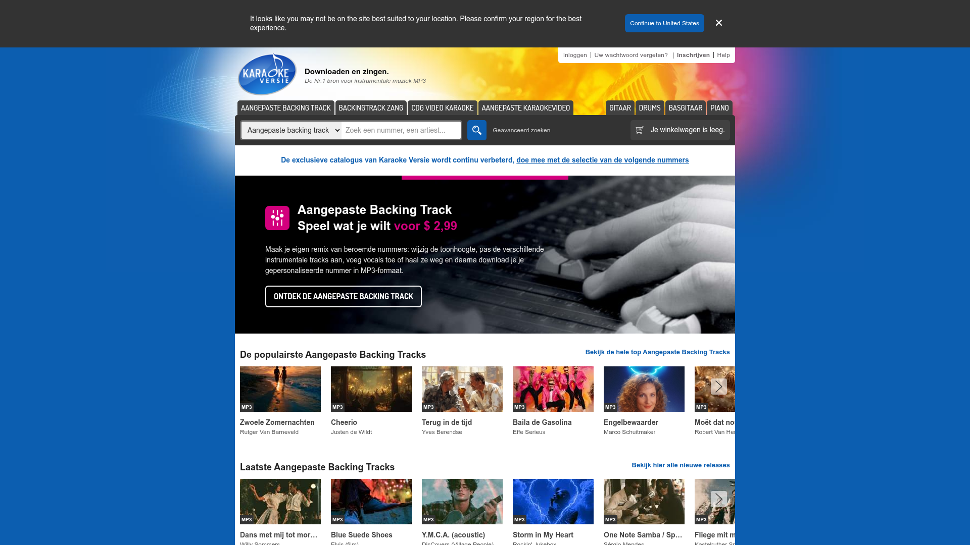 Screenshot van karaoke-versie.nl