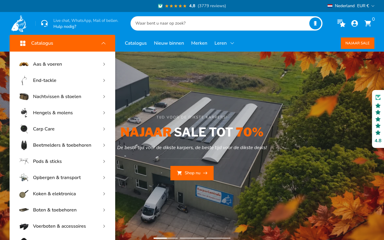 Screenshot van karpercentrale.nl