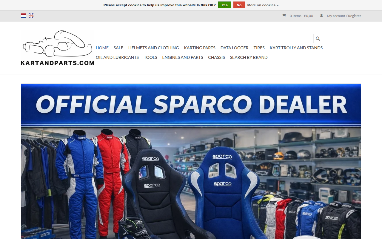 Screenshot van kartandparts.com
