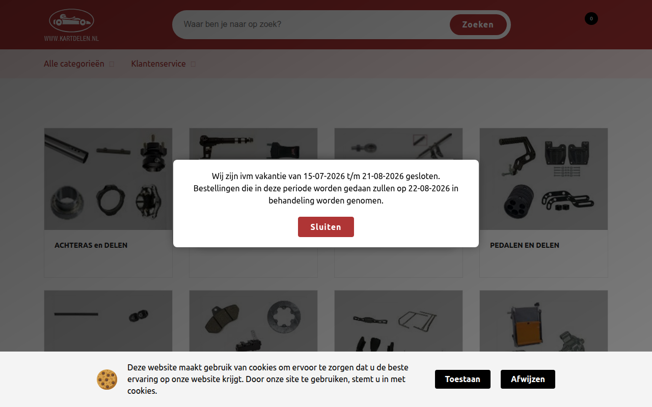 Screenshot van kartdelen.nl