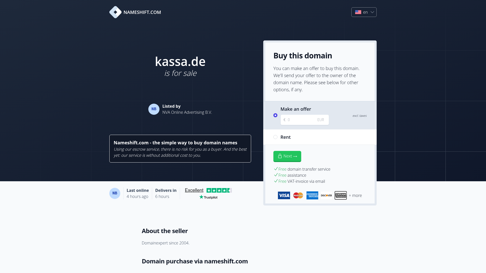 Screenshot van kassa.de
