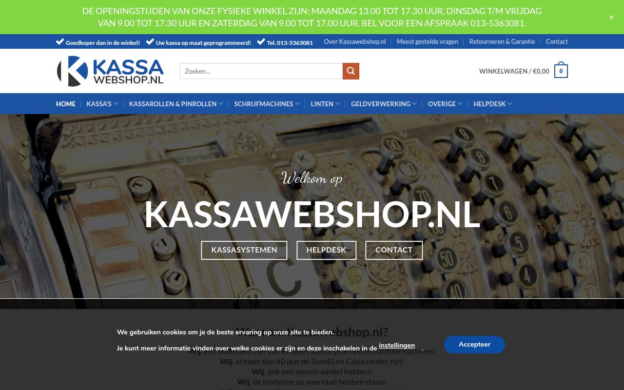 Screenshot van kassawebshop.nl