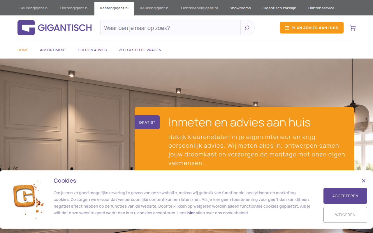 Screenshot van kastengigant.nl