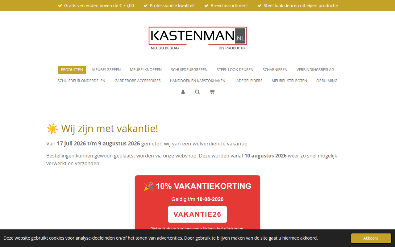 Screenshot van kastenman.nl