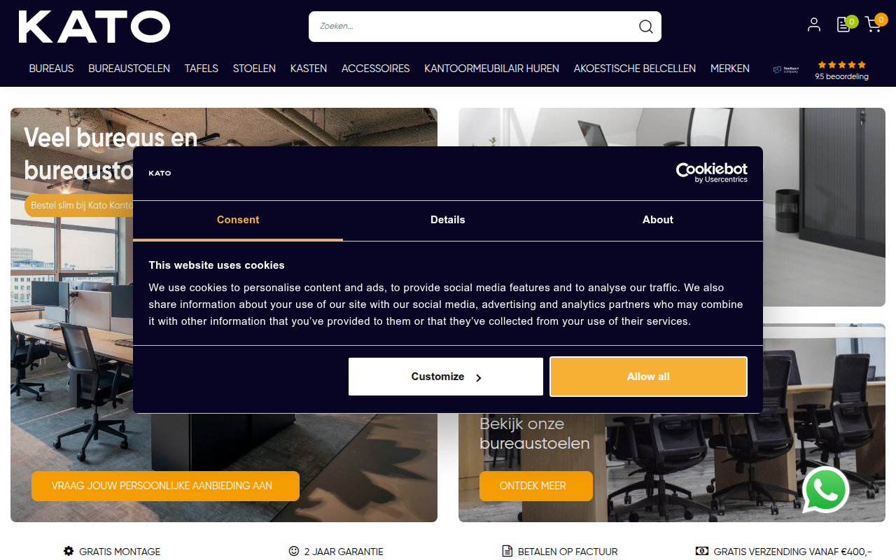 Screenshot van katokantoorinrichting.nl