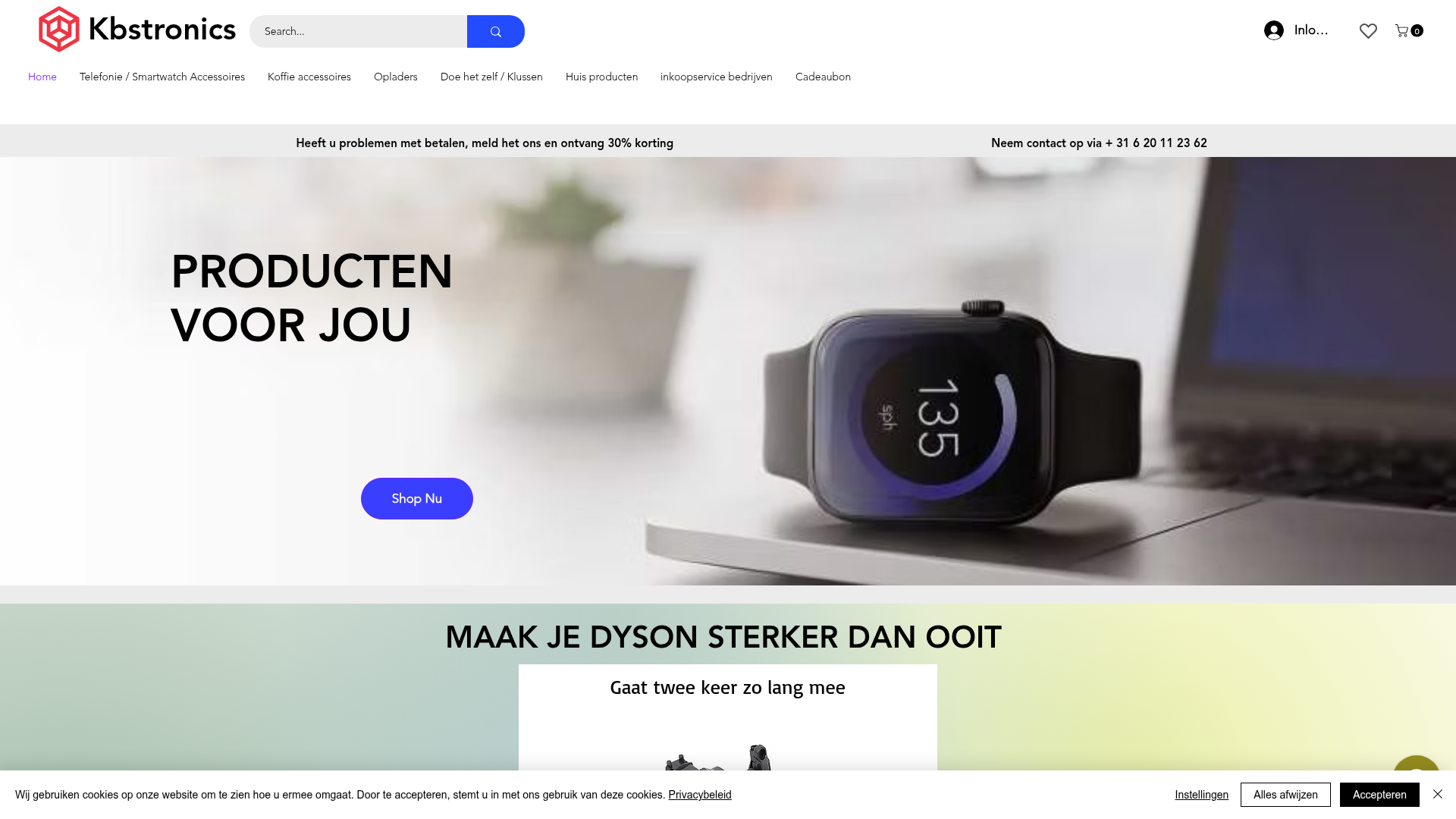 Screenshot van kbstronics.nl