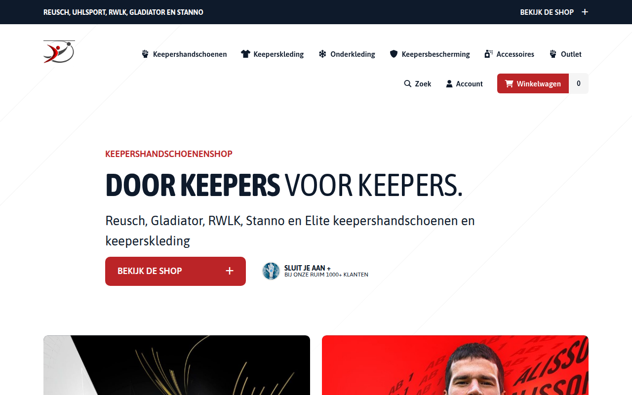 Screenshot van keepershandschoenen-shop.nl