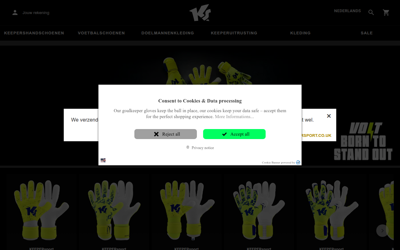 Screenshot van keepersport.be