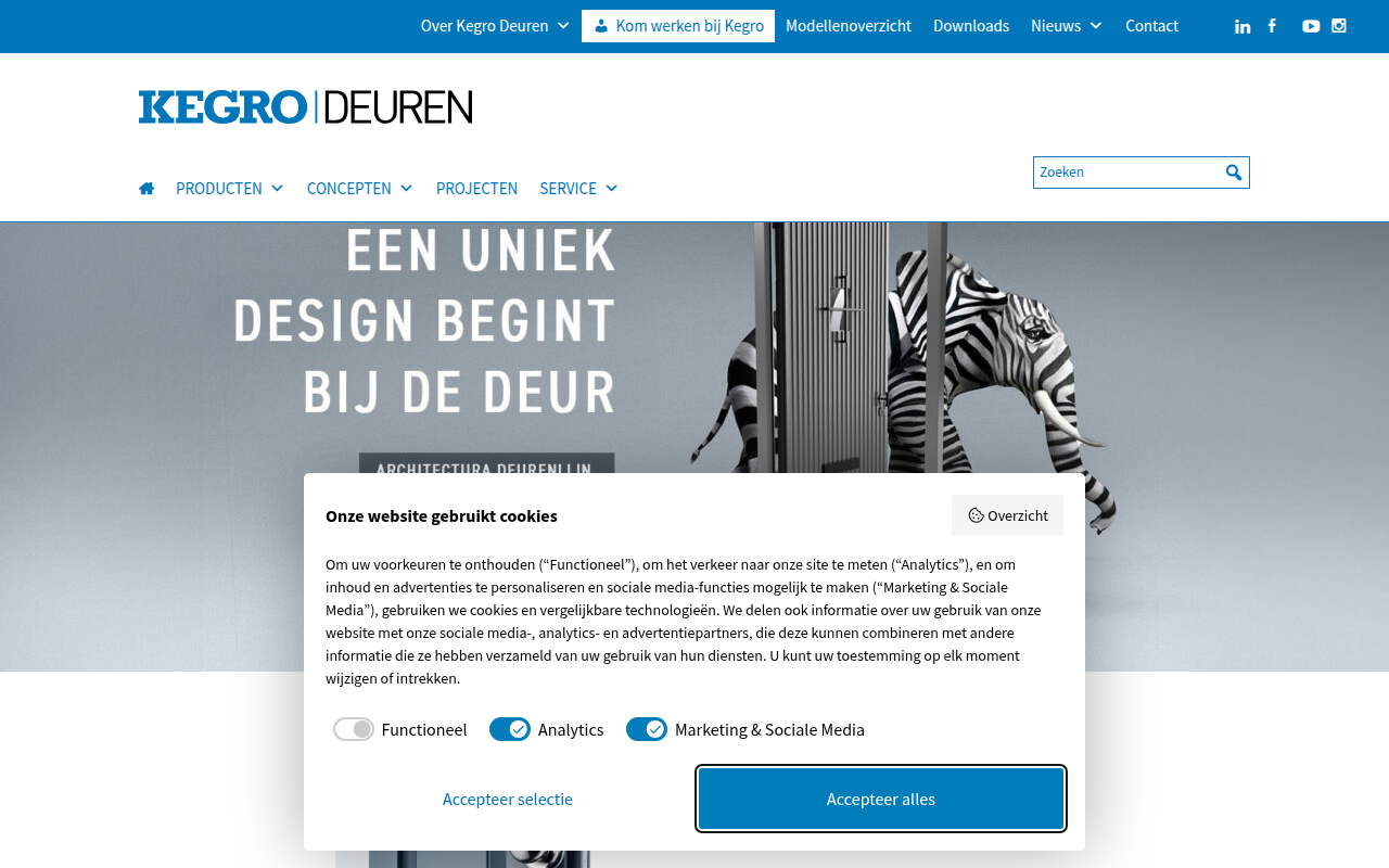 Screenshot van kegro.nl