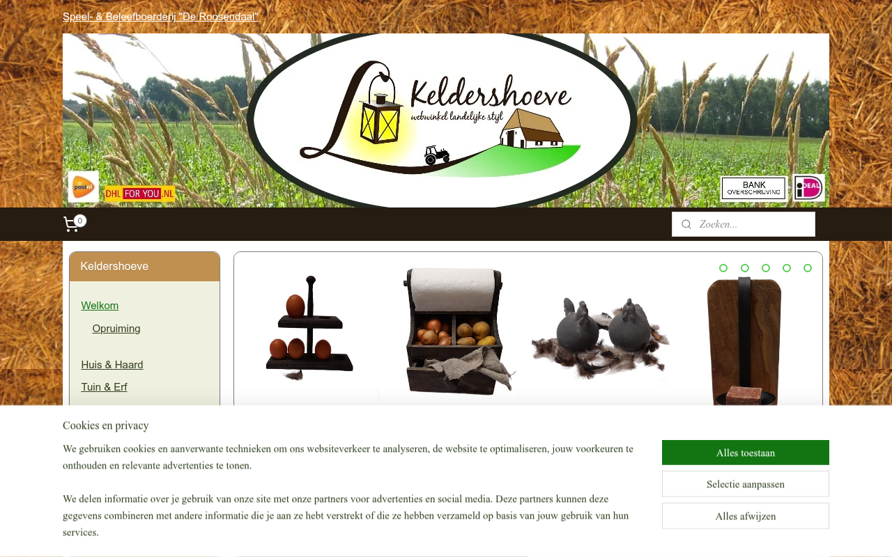 Screenshot van keldershoeve.nl