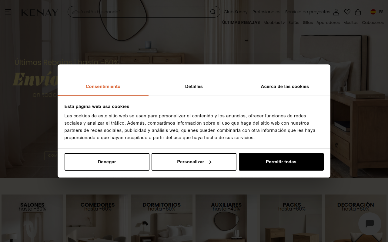 Screenshot van kenayhome.com