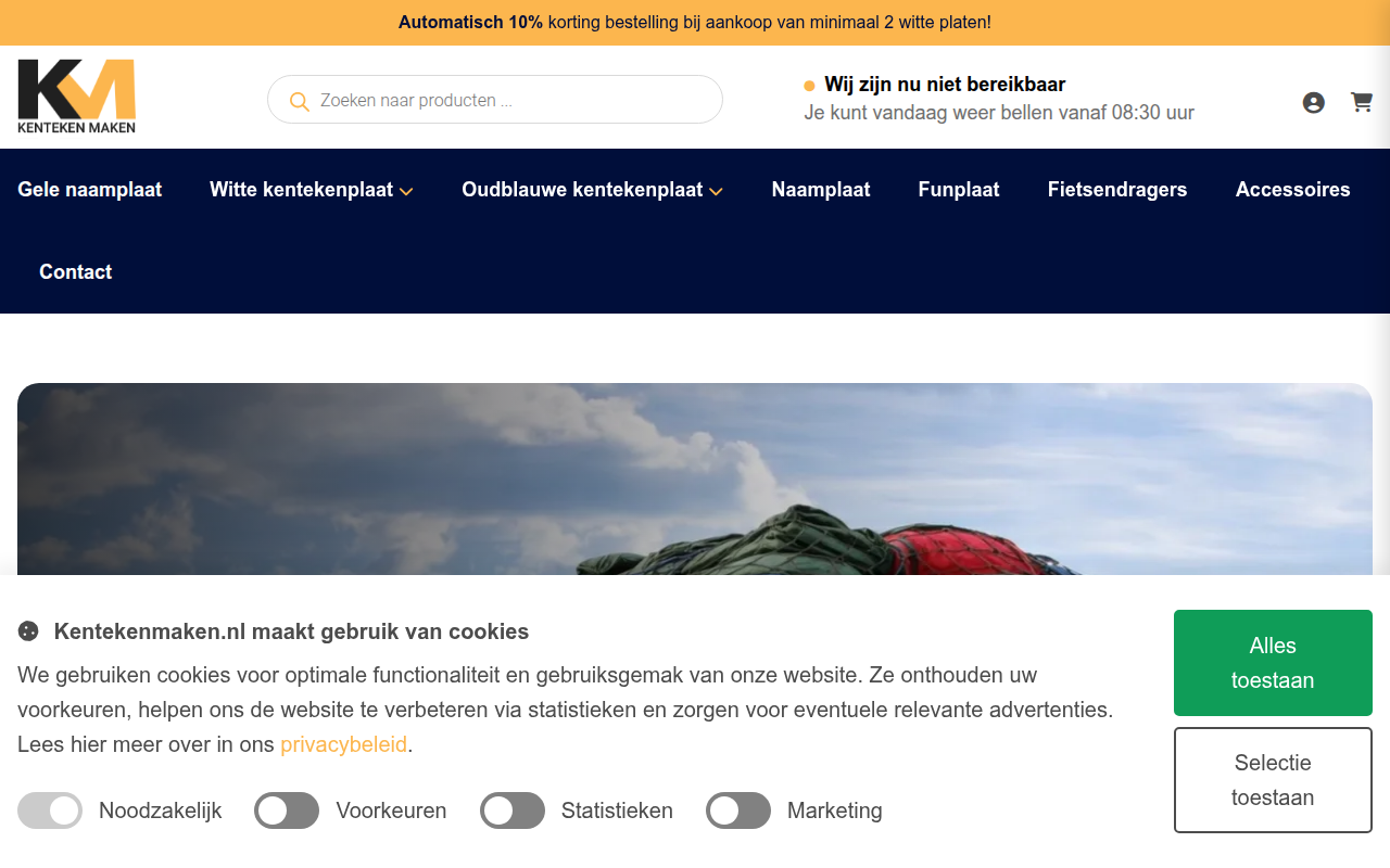 Screenshot van kentekenmaken.nl